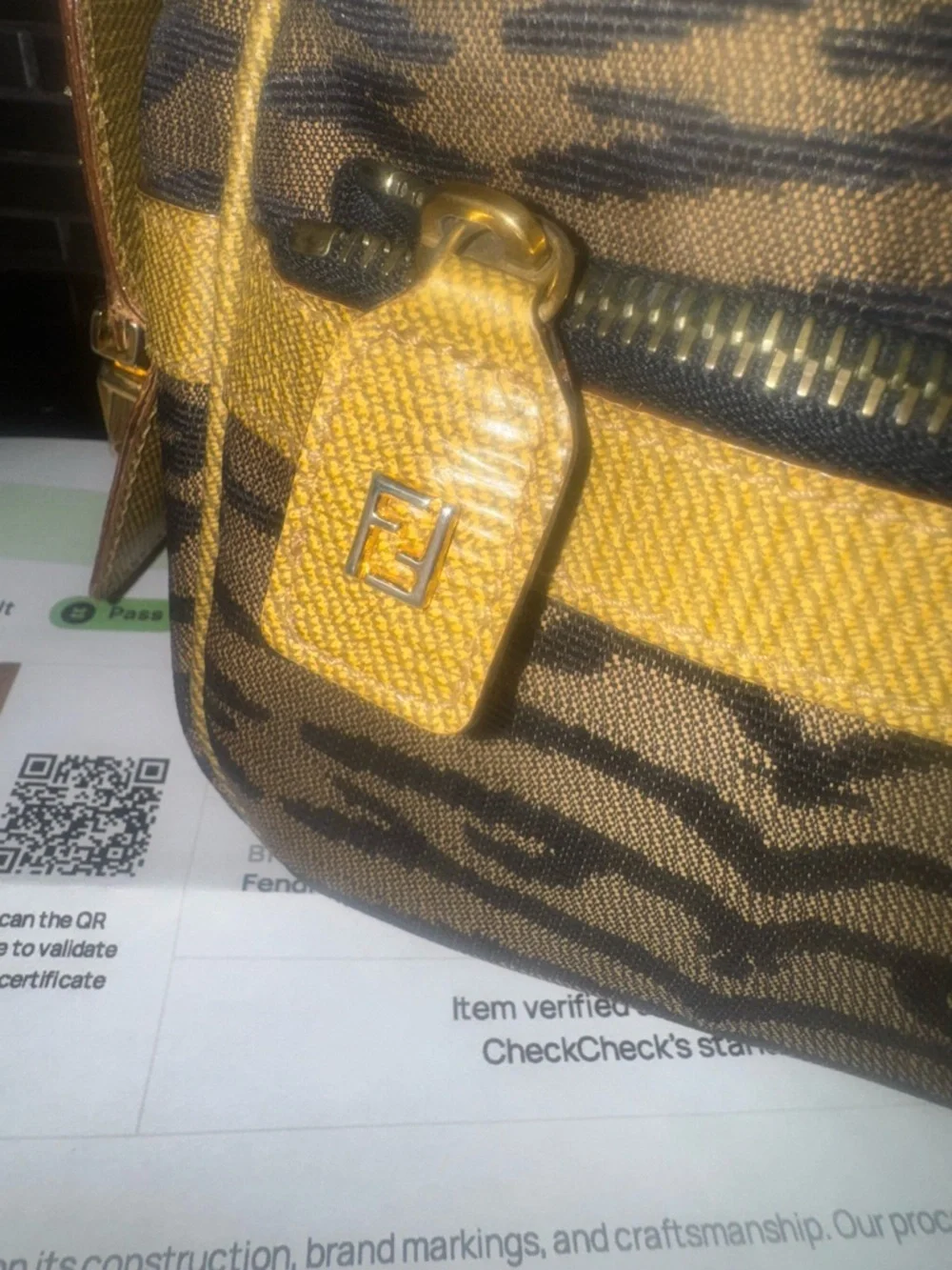 Fendi (RARE) Zebra Print Brown Shoulder Bag - Picture 3 of 13